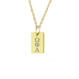 Omega Phi Alpha Mini Dog Tag Necklace Gold Filled