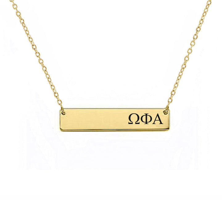 Omega Phi Alpha Sorority Horizontal Bar Necklace