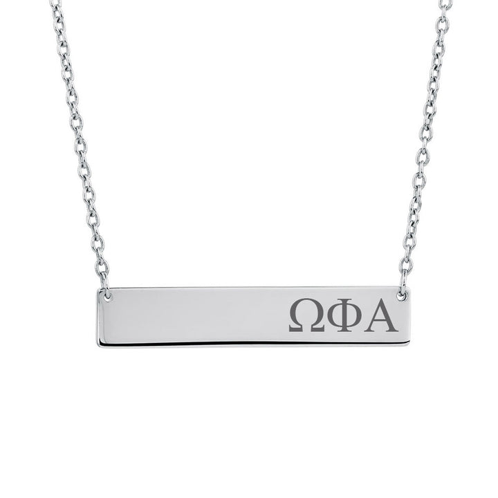 Omega Phi Alpha Sorority Horizontal Bar Necklace