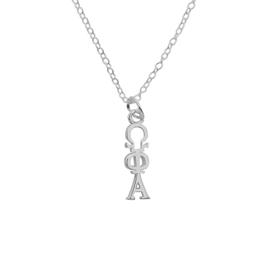 Omega Phi Alpha Sorority Lavalier Necklace Silver Plated