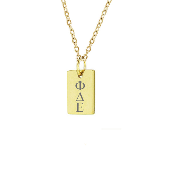Phi Delta Epsilon Mini Dog Tag Necklace Gold Filled