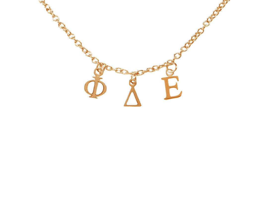 Phi Delta Epsilon Choker Dangle Necklace Rose Gold Filled