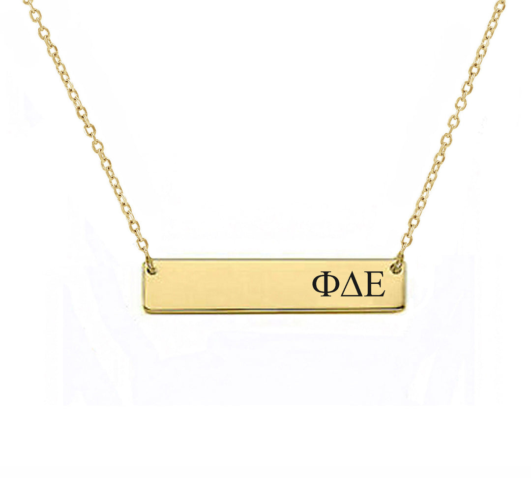 Phi Delta Epsilon Sorority Horizontal Bar Necklace