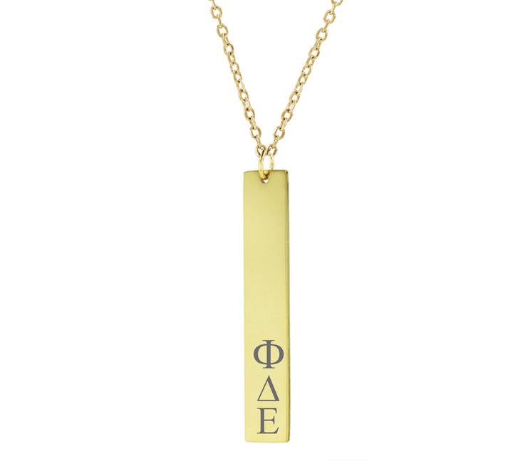 Phi Delta Epsilon Vertical Bar Necklace Gold Filled