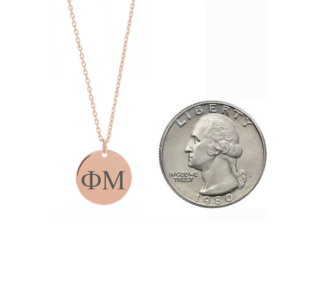 Phi Mu Dainty Sorority Necklace Rose Gold Filled