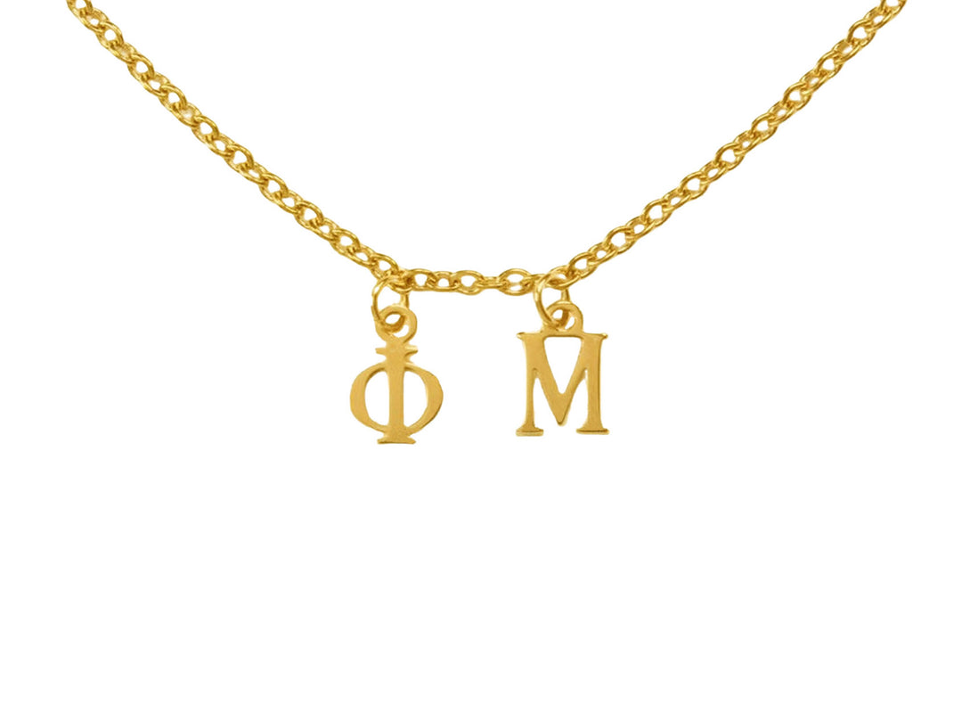 Phi Mu Choker Dangle Necklace Gold Filled