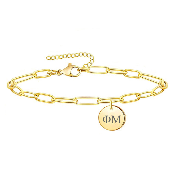 Phi Mu Paperclip Bracelet Gold Filled