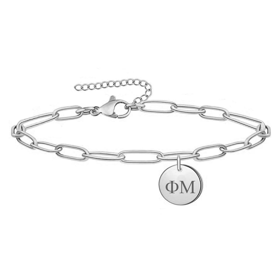 Phi Mu Paperclip Bracelet Stainless Steel