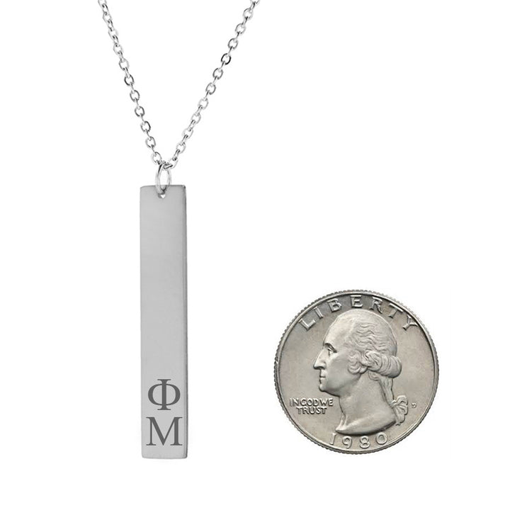 Phi Mu Vertical Bar Necklace Stainless Steel