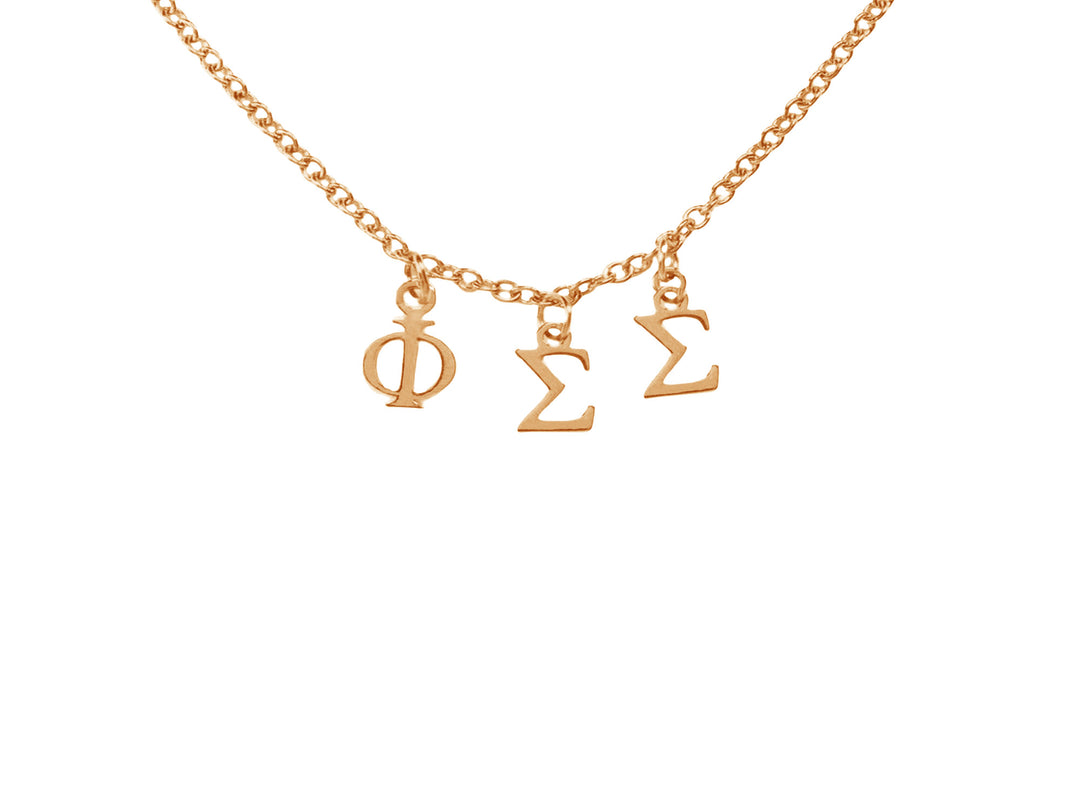 Phi Sigma Sigma Choker Dangle Necklace Rose Gold Filled