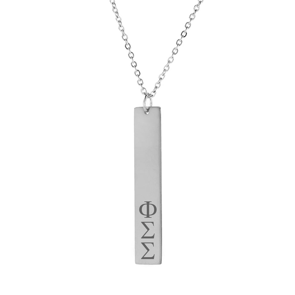 Phi Sigma Sigma Vertical Bar Necklace Stainless Steel