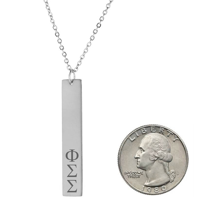 Phi Sigma Sigma Vertical Bar Necklace Stainless Steel