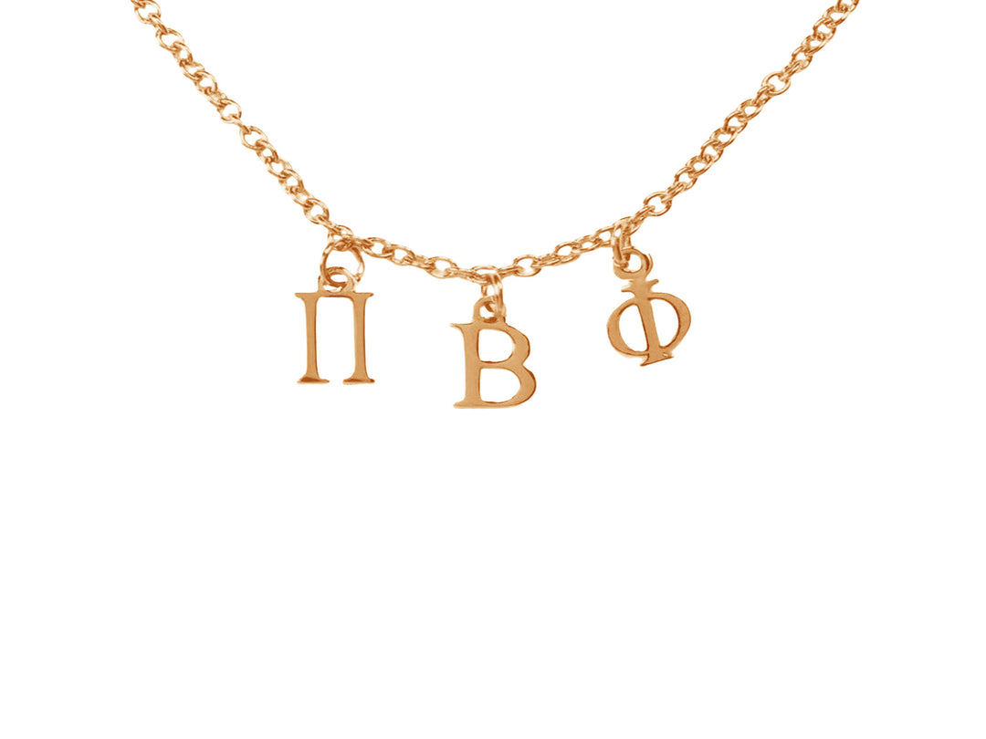 Pi Beta Phi Choker Dangle Necklace Rose Gold Filled