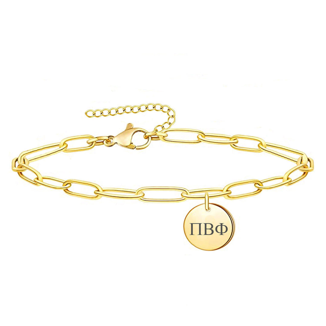 Pi Beta Phi Paperclip Bracelet Gold Filled