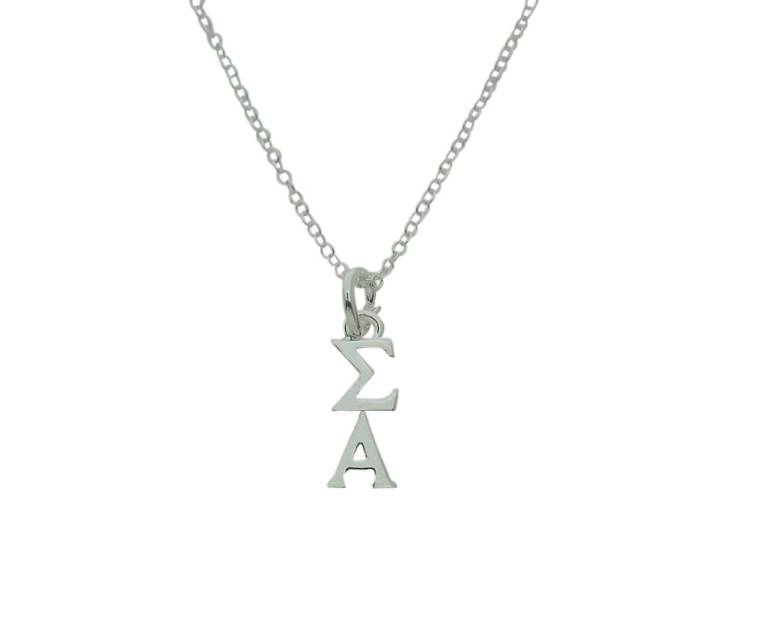 Sigma Alpha Sorority Lavalier Necklace Silver Plated