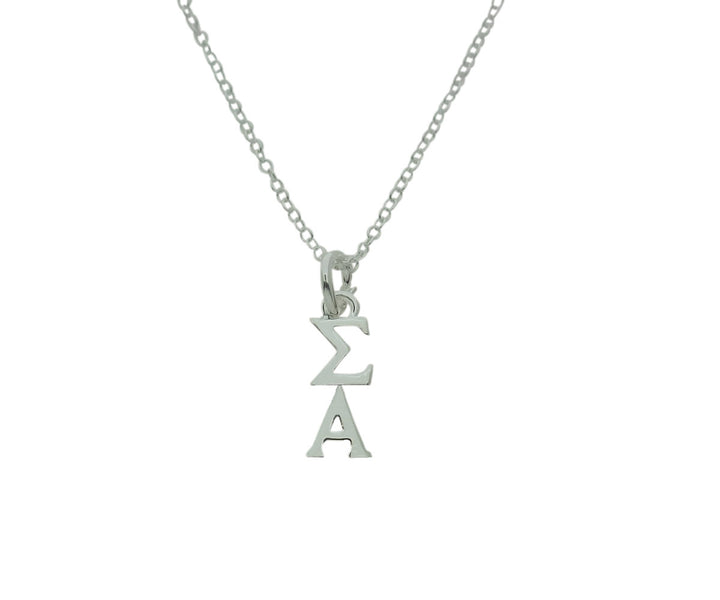 Sigma Alpha Sorority Lavalier Necklace Silver Plated