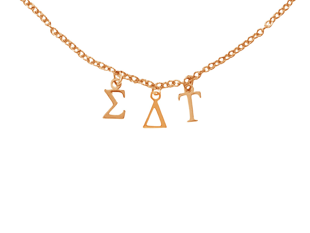 Sigma Delta Tau Choker Dangle Necklace Rose Gold Filled