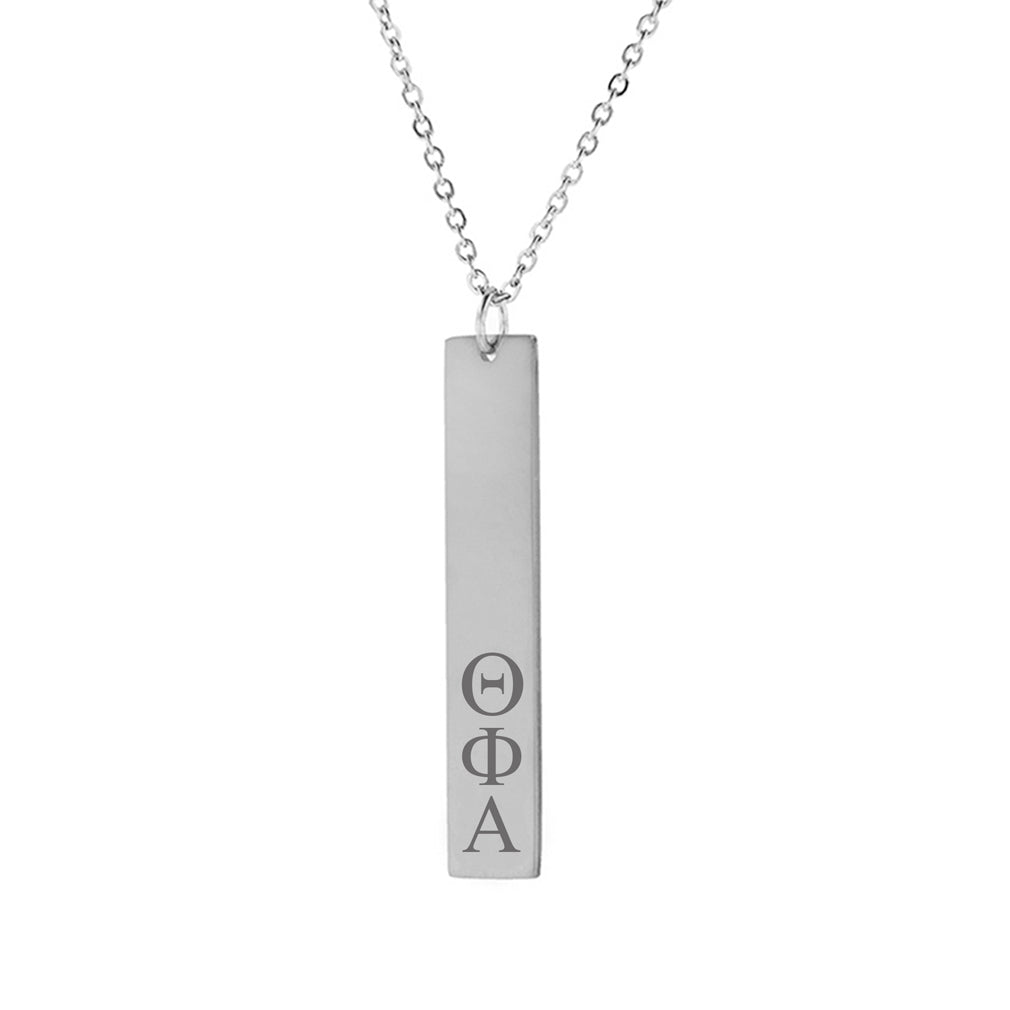 Theta Phi Alpha Vertical Bar Necklace Stainless Steel