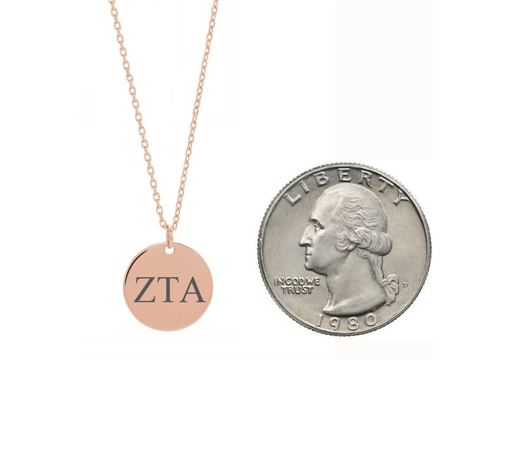 Zeta Tau Alpha Dainty Sorority Necklace Rose Gold Filled