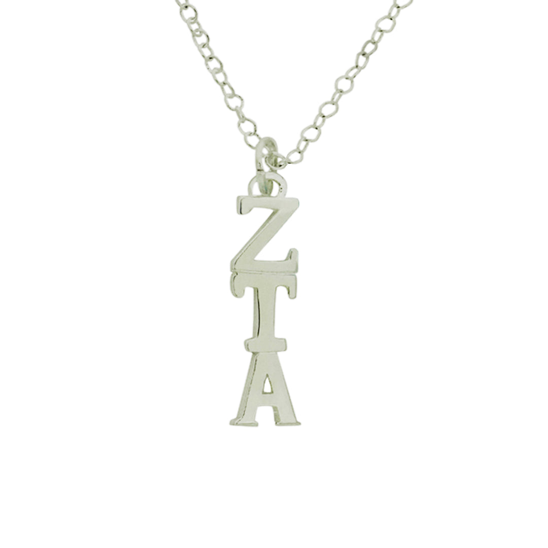 Zeta Tau Alpha Sorority Lavalier Necklace Silver Plated