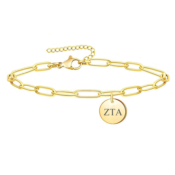 Zeta Tau Alpha Paperclip Bracelet Gold Filled