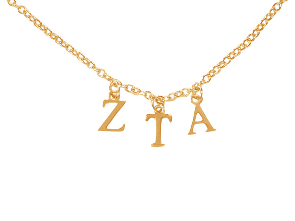 Zeta Tau Alpha Choker Dangle Necklace Rose Gold Filled