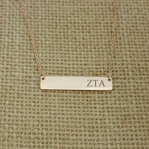 Zeta Tau Alpha Sorority Horizontal Bar Necklace