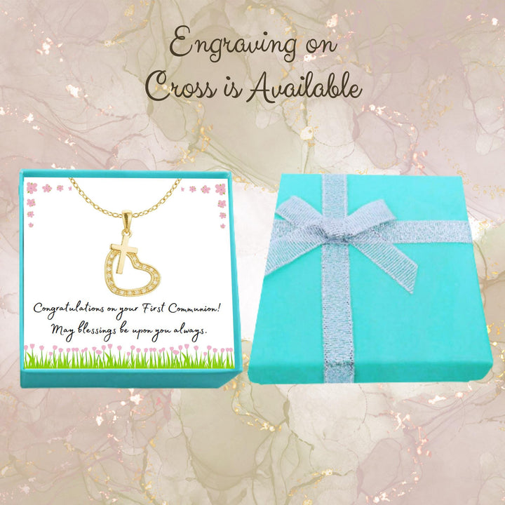 First Communion Necklace, First Holy Communion Jewelry, Confirmation Gift, Cross Name Date Necklace, 1st Holy Communion Gift
