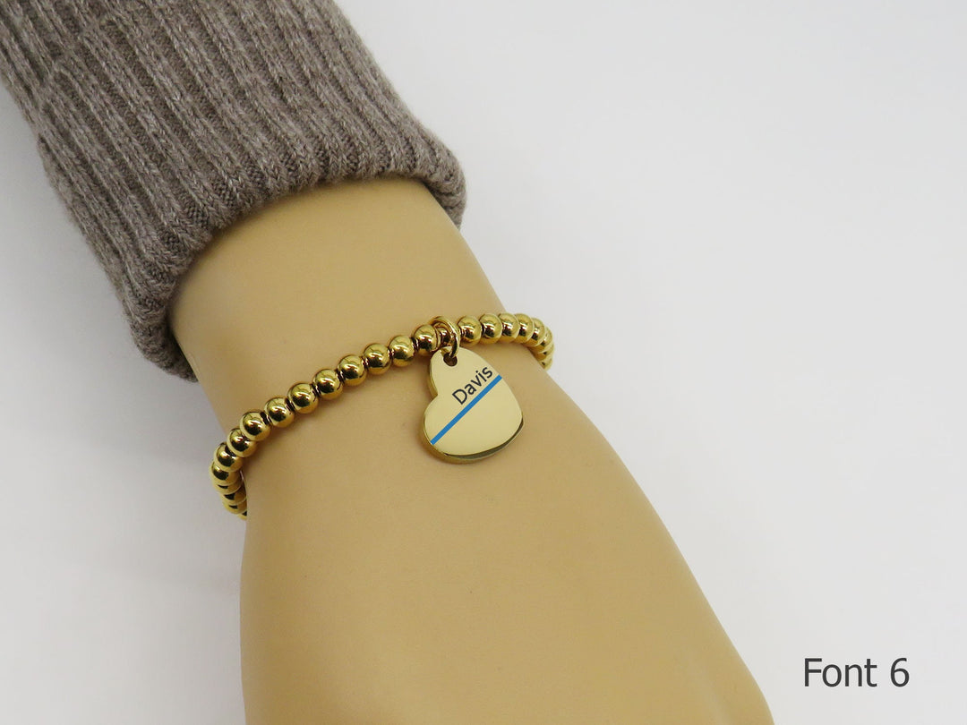 Thin Blue Line Bracelet, Blue Line Beaded Bracelet, Back the Blue Bracelet, Law Enforcement Badge Number Bracelet Deputy Wife Bracelet