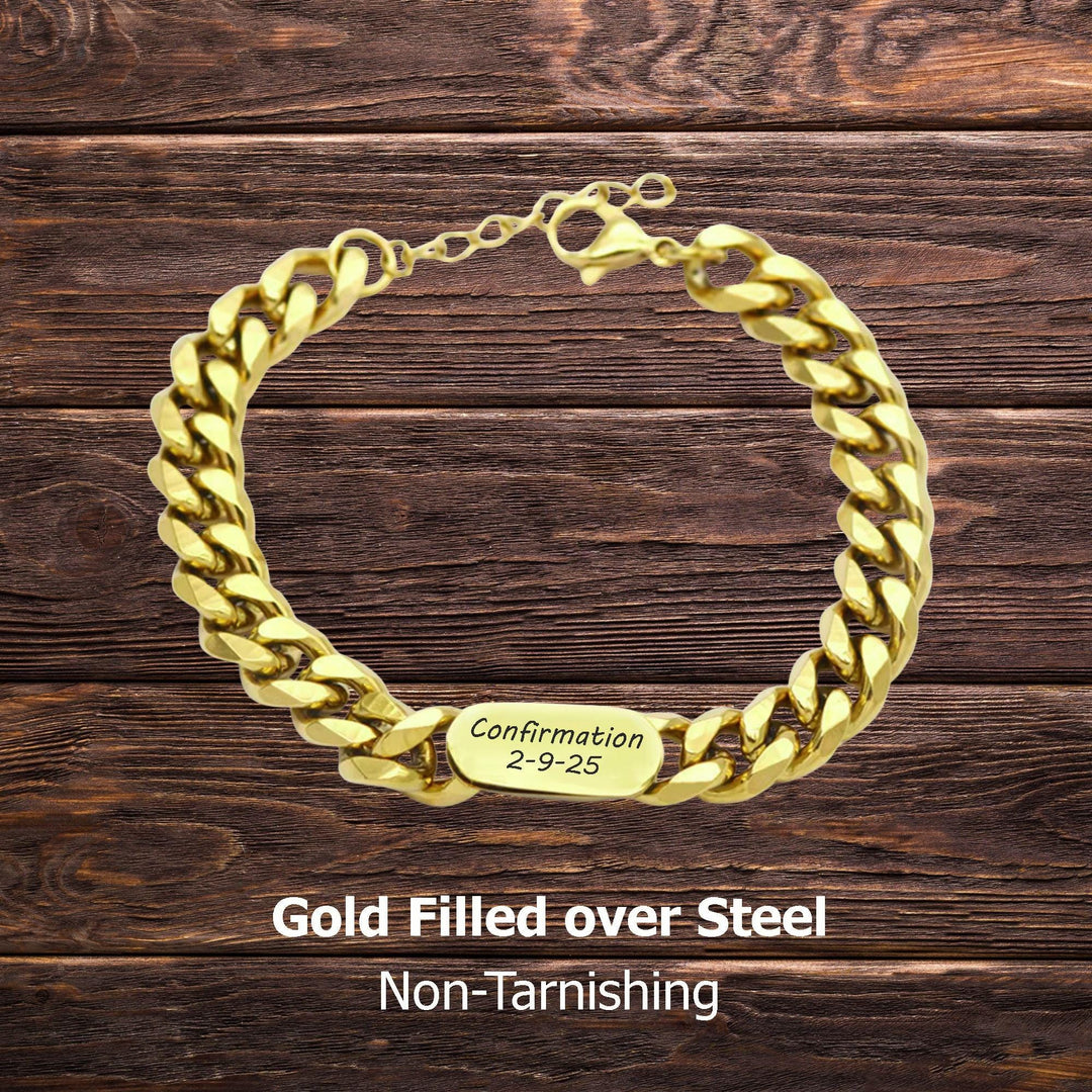 Boys First Communion Bracelet ADJUSTABLE, First Holy Communion Bracelet, Confirmation Gift, Cross Name Date Necklace, 1st Communion Gift