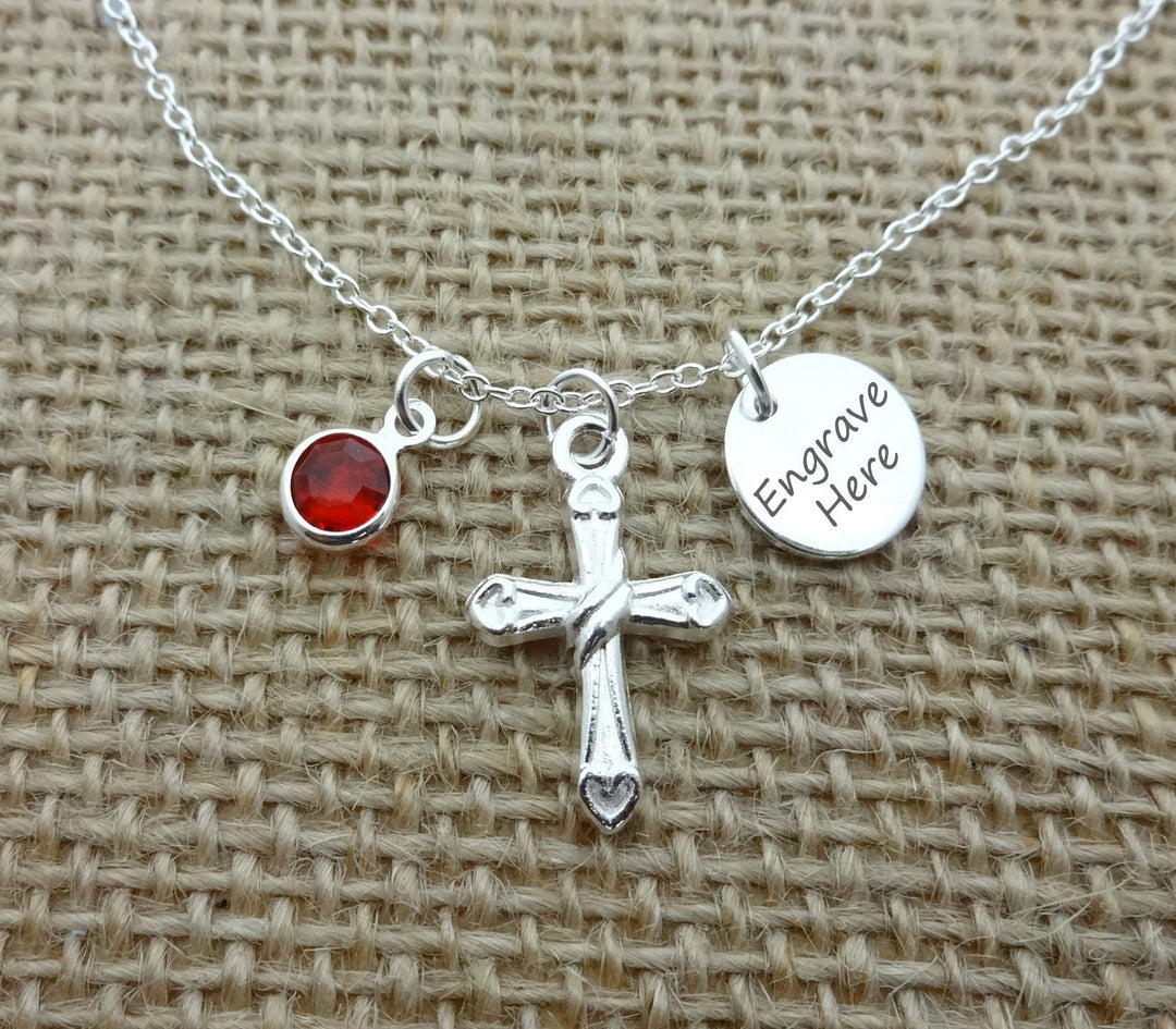 First Communion Gift for Girls, Holy Communion Jewelry Kids, Confirmation Gift, Cross Name Date Necklace