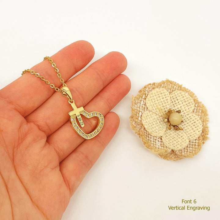 First Communion Necklace, First Holy Communion Jewelry, Confirmation Gift, Cross Name Date Necklace, 1st Holy Communion Gift