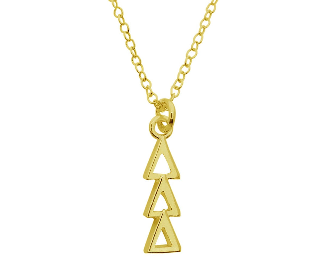 Tri Delta Delta Delta Greek Sorority Lavalier Pendant Drop Charm Chain Necklace