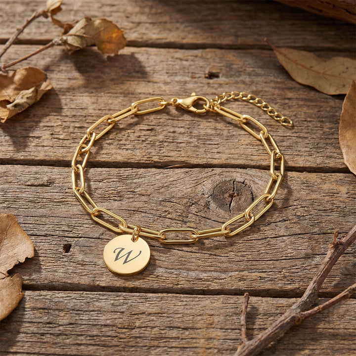 Initial Bracelet, PaperClip Bracelet, Personalize Letter Jewelry, Waterproof