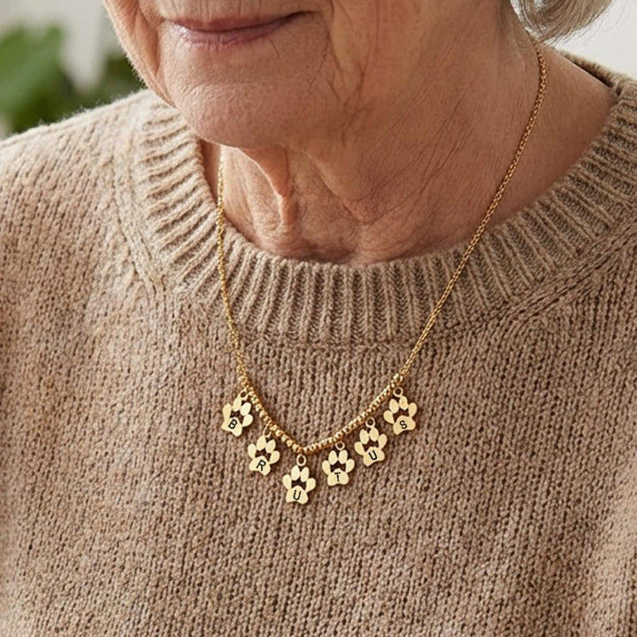 Personalized Paw Necklace, Custom Dog Name, Pet Memorial Jewelry, Cat Lover Gift, Stainless Steel Keepsake