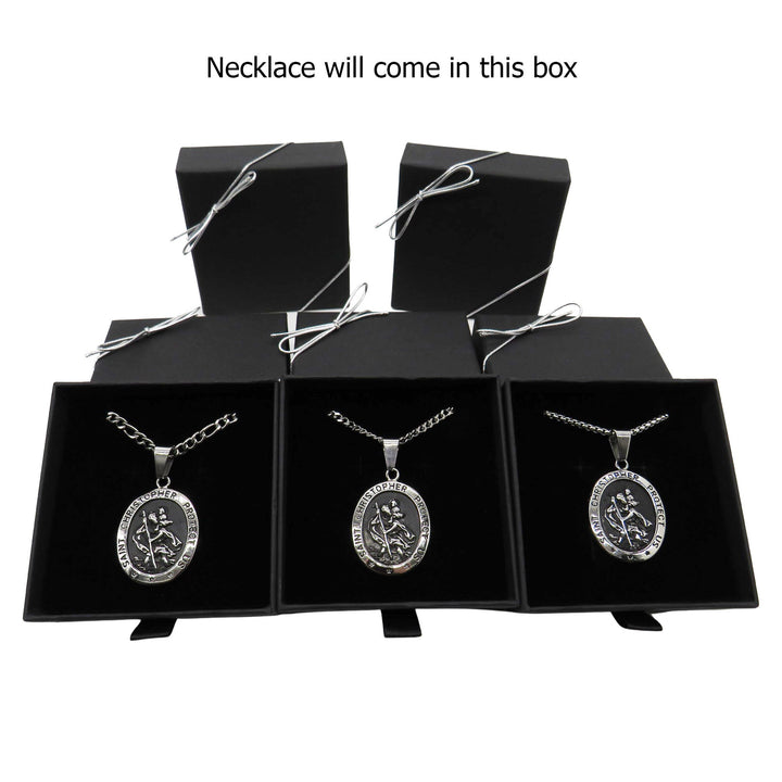 St Christopher Oval Medal Necklace, Mens Gifts, Protection Medal Necklace, Waterproof Saint Christopher Necklace