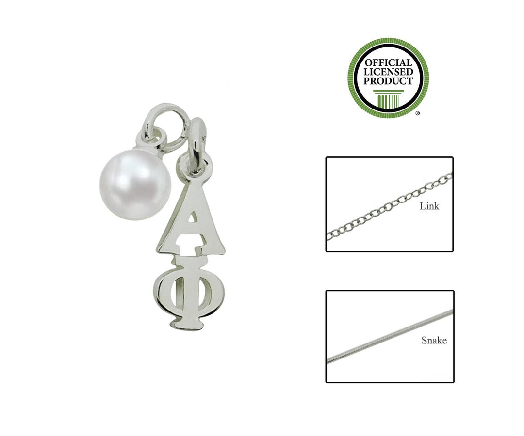 Alpha Phi Sorority Lavalier Necklace with Pearl - DKGifts.com