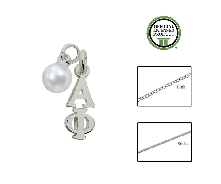 Alpha Phi Sorority Lavalier Necklace with Pearl - DKGifts.com
