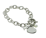 Delta Zeta Sorority Bracelet with Heart and Pearl Dangle - DKGifts.com