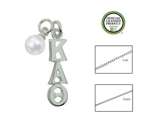 Kappa Alpha Theta Sorority Lavalier Necklace with Pearl - DKGifts.com