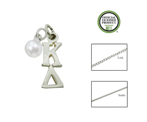 Kappa Delta Sorority Lavalier Necklace with Pearl - DKGifts.com