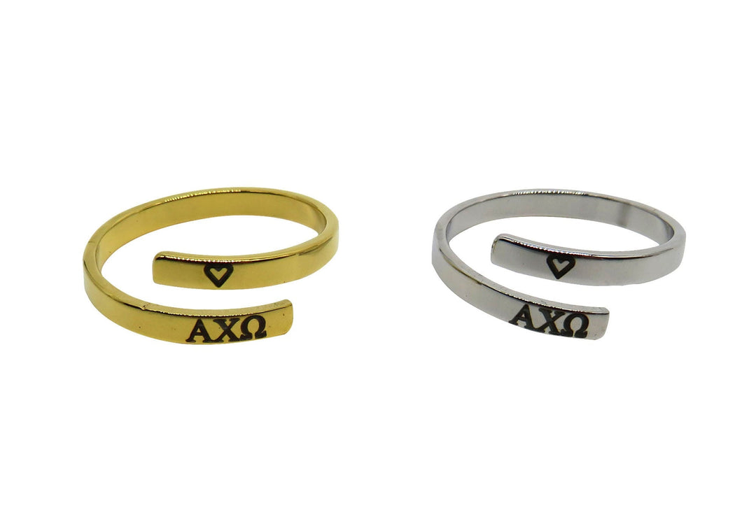 Alpha Chi Omega Adjustable Greek Sorority Ring, Alpha Chi Omega Adjustable Sorority Ring, Alpha Chi Omega Big Little Sorority Jewelry Gift