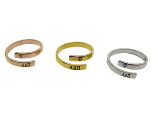 Alpha Delta Pi Adjustable Greek Sorority Ring, Alpha Delta Pi Adjustable Sorority Ring, Alpha Delta Pi Big Little Sorority Jewelry Gift